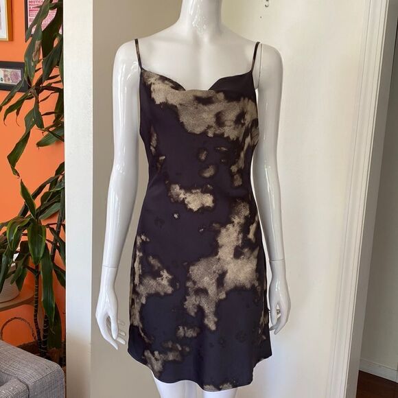 UO Mallory Bleached Navy Cowl Mini Dress Size Small - Picture 4 of 12